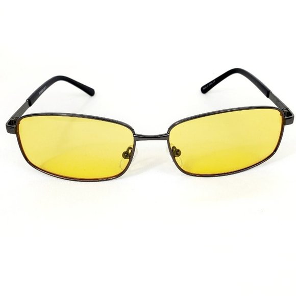 Nordstrom Rectangle Gunmetal Frames Yellow Polarized Lens Sunglasses ES1151